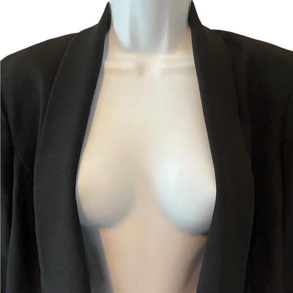 Jones Studio Separates Black Lined Jacket, Shld Pads, Open Front Lapel, Size 12. - Picture 5 of 11